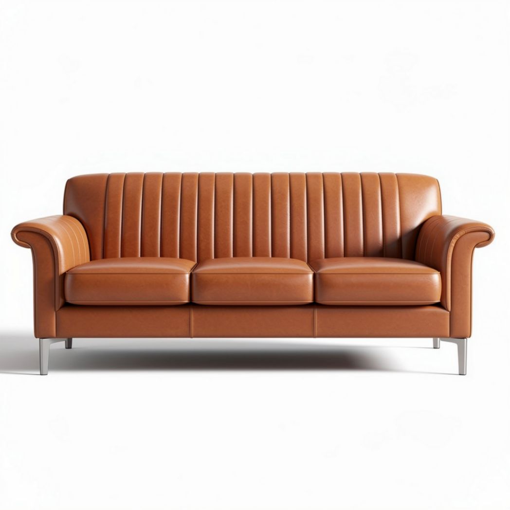 Leren bankstel in bruin 185 x 90 x 85cm voor woonkamerinrichting