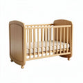 Houten ledikant met matras en wielen 120 x 60 x 100cm naturel beuken