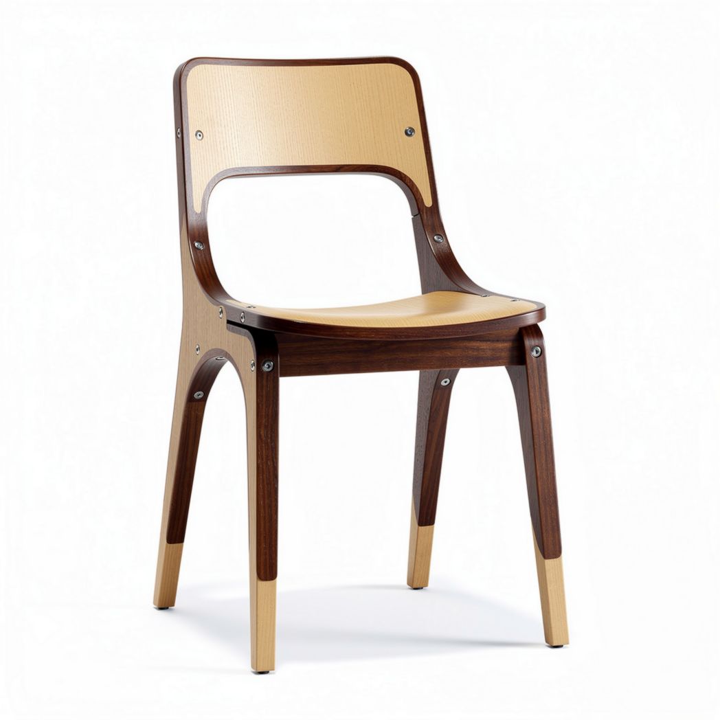 Houten stoel met een bruin en beige design afmeting 45 x 45 x 80cm