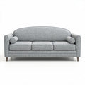 Grijs stoffen bankstel met afgeronde rug en houten poten 180 x 80 x 75cm
