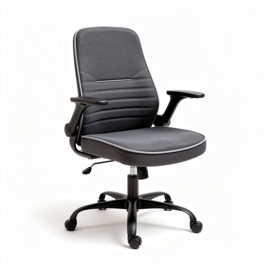Bureau stoel met verstelbare armleuningen en grijze stof 55 x 60 x 95cm