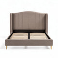 Gestoffeerd bed met hoofdbord van textiel en houten lattenbodem 200 x 160 x 100cm