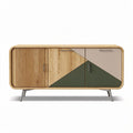 Houten dressoir met geometrisch ontwerp en drie opbergvakken 120 x 40 x 75cm