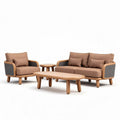 Tuinmeubilair set van hout en rotan met lichtbruine bekleding 150 x 80 x 75cm
